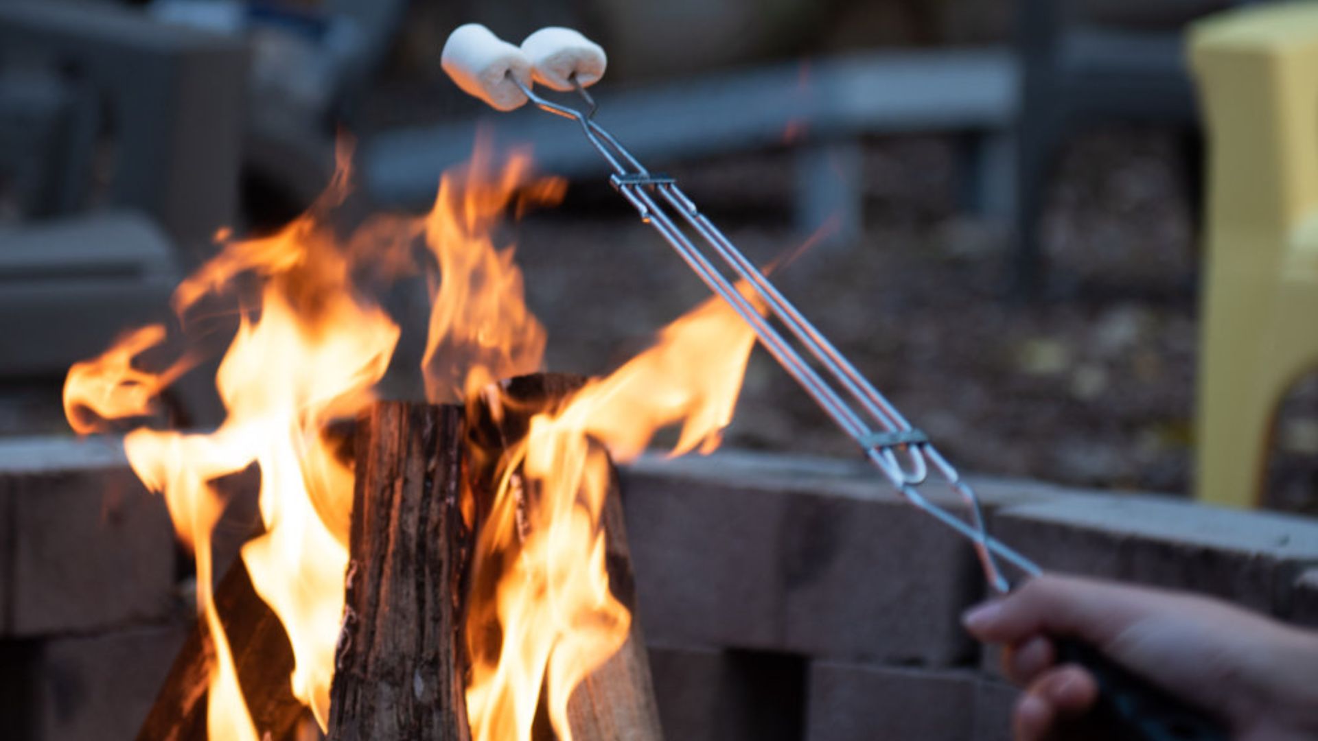 Roasting marshmallows over a fire pit at Goldberry Woods, a farm bed and breakfast in Union Pier, Michigan