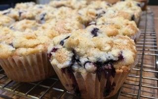 Lemon and Michigan Blueberry Zucchini Muffins with Streusel Topping