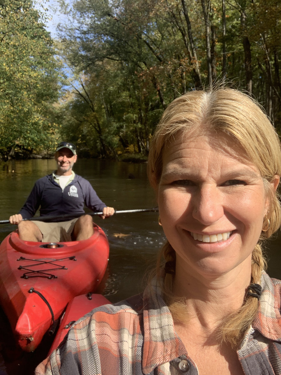 Julie and Eric enjoy a little kayak trip down the Galien river.