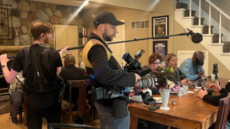 Filming crew at the Inn at Goldberry Woods